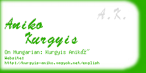 aniko kurgyis business card